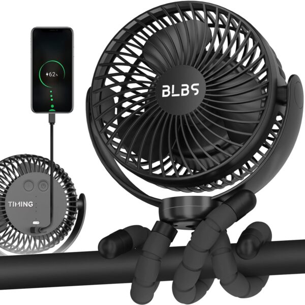 Stroller Fan - 65Hrs 12600mAh Rechargeable Fan, Timing Car Seat Fan, Portable Clip On Fan, Car Fan for Baby, Battery Operated Fan for Baby Stroller, Peloton, treadmill, Golf Cart, Beach, Bed, Dog