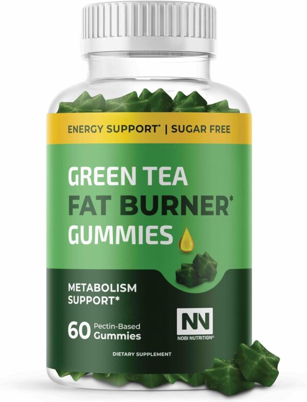 Nobi Nutrition Green Tea Fat Burner Gummies for Weight Loss | Metabolism Boost & Appetite Suppressant with Green Coffee Bean Extract & Garcinia Cambogia | Pills to Burn Belly Fat for Women & Men