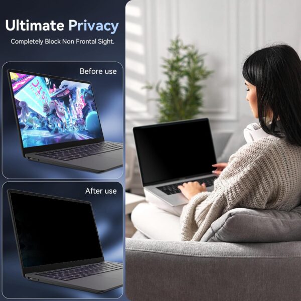 Laptop Privacy Screen 17 Inch Compatible With Lenovo Hp Dell Acer Asus Thinkpad Envy Xps, 16:10 Aspect Removable Anti Glare Blue Light Filter Protector, 17in Computer Monitor Privacy Shield - Image 2