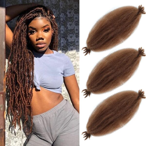 Afro Twist Hair 16 Inch 3 Packs, Springy Afro Twist Hair Pre Fluffed Spring Twist Hair Pre Stretched Wrapping Hair for Soft Locs Hair Extensions (16 Inch (Pack of 3), 30#)