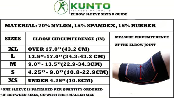 Kunto Fitness Elbow Brace Compression Support Sleeve (Shipped From USA) for Tendonitis, Tennis Elbow, Golf Elbow Treatment - Reduce Joint Pain During Any Activity! - Image 2