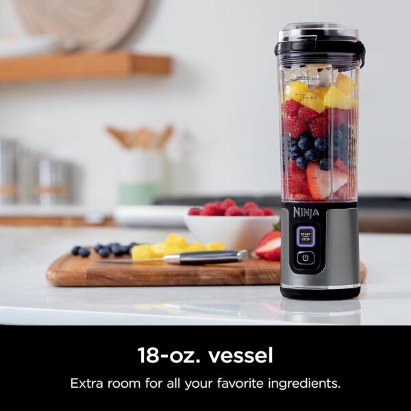 Ninja BC151BK Blast Portable Blender, Cordless, 18oz. Vessel, Personal Blender-for Shakes & Smoothies, BPA Free, Leakproof-Lid & Sip Spout, USB-C Rechargeable, Dishwasher Safe Parts, Black - Image 3