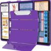 Nursing Clipboard Foldable-4 Layers Aluminum Folding Nurse Clipboards Pocket Size,Foldable Clipboard with Nursing Medical Edition Cheat Sheets Clip Board for Nurses Students and Doctors(Purple)