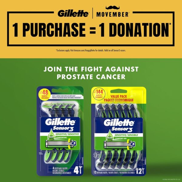 Gillette Sensor3 Comfort Disposable Razors for Men, 8 Count, Lubrastrip Glides Easily Over Your Skin - Image 2