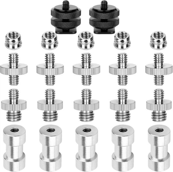 Camera Mount Screw,ChromLives 1/4 to 3/8 Tripod Screw Adapter,1/4 to 1/4 Screw,3/8-20 Converter Thread Screw Adapter,Camera Hot Shoe Mount Adapter to 1/4 for Camera Monopod,Ballhead Flash Light,22Pack