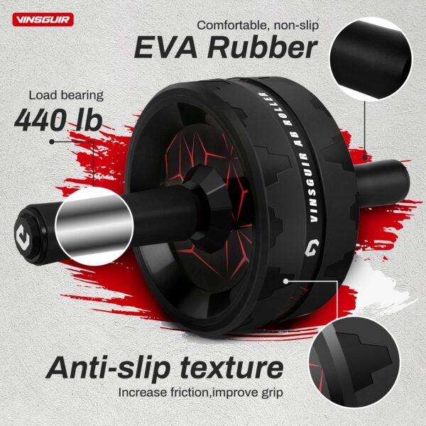 Vinsguir Ab Roller Wheel, Abs Workout Equipment for Abdominal & Core Strength Training, Exercise Wheels for Home Gym, Fitness Equipment for Core Workout with Knee Pad Accessories - Image 4