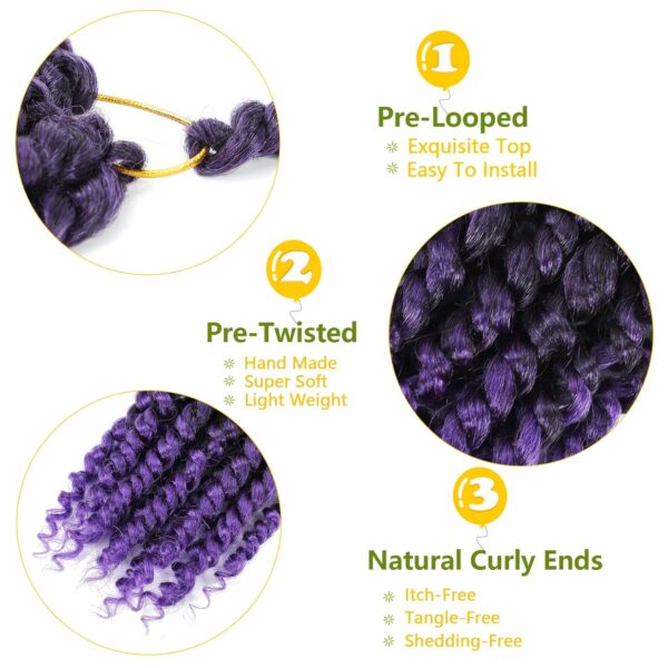 Fulcrum Passion Twist Hair 8 Inch, 8 Packs Passion Twist Crochet Hair for Black Women, Prelooped Crochet Twist Hair with Curly Ends (8Inch, 1B/Purple#) - Image 5