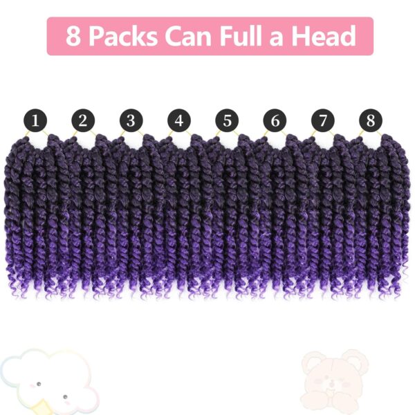 Fulcrum Passion Twist Hair 8 Inch, 8 Packs Passion Twist Crochet Hair for Black Women, Prelooped Crochet Twist Hair with Curly Ends (8Inch, 1B/Purple#) - Image 3