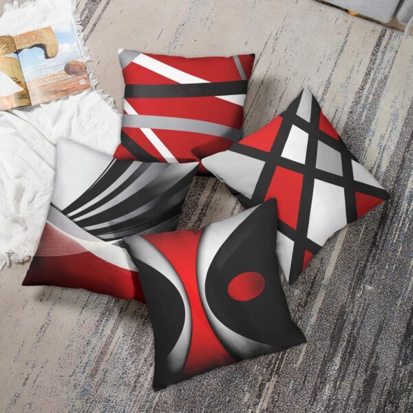 Emvency Set of 4 Throw Pillow Covers Modern Abstract Red Stripes Gray Black White Acrylic Bold Grey Decorative Pillow Cases Home Decor Square 24x24 Inches Pillowcases - Image 6