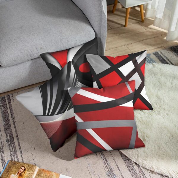 Emvency Set of 4 Throw Pillow Covers Modern Abstract Red Stripes Gray Black White Acrylic Bold Grey Decorative Pillow Cases Home Decor Square 24x24 Inches Pillowcases - Image 3