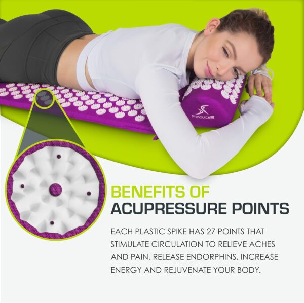 ProsourceFit Acupressure Mat and Pillow Set for Back/Neck Pain Relief and Muscle Relaxation, XL - Image 3