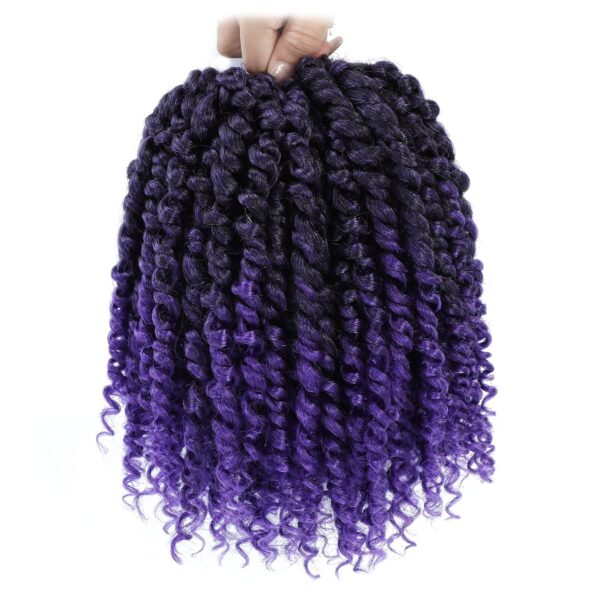 Fulcrum Passion Twist Hair 8 Inch, 8 Packs Passion Twist Crochet Hair for Black Women, Prelooped Crochet Twist Hair with Curly Ends (8Inch, 1B/Purple#)