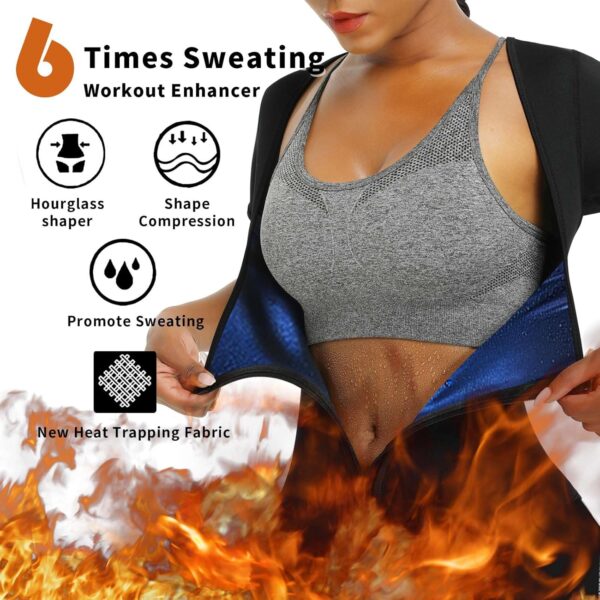 Sauna Suit For Women Weight Loss Sweat Vest Waist Trainers Belly Fat Workout 3 in 1 Full Body Control - Image 2