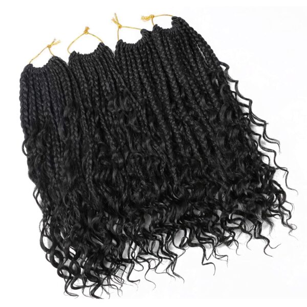 LMZIM 12 Inch Boho Box Braids Crochet Hair Bohomian Crochet Box Braids Curly Ends 8 Pack 3X Crochet Braids Synthetic Braiding Hair Extension Black (12inch (pack of 8) 1B, 1B) - Image 4