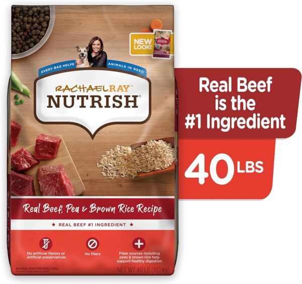 Nutrish Rachael Ray Premium Natural Dry Dog Food, Real Beef, Pea, & Brown Rice Recipe, 40 Pounds - Image 2