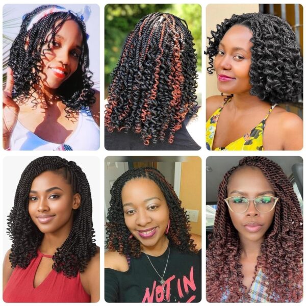 Short Burgundy Crochet Hair 6 Inch Wavy Senegalese Twist Crochet Hair 8 Packs Kinky Twist Crochet Hair Pre Looped Crochet Braids with Curly Ends (6 Inch,Tbug) - Image 6