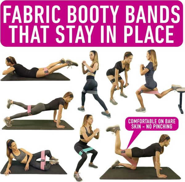 Resistance Bands for Working Out with Workout Bands Guide. 4 Booty Bands for Women Men Fabric Elastic Bands for Exercise Bands Resistance Bands for Legs Bands for Working Out Hip Thigh Glute Bands Set - Image 2