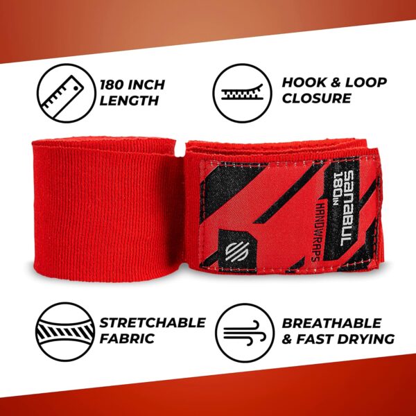 Sanabul Elastic 180 inch Boxing Handwraps for Boxing Gloves Muay Thai MMA Boxing Hand Wraps - Image 3